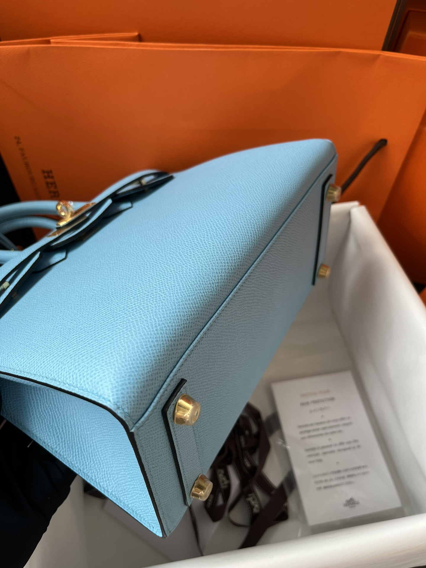 에르메스 버킨백25 라이트블루 금장 앱송